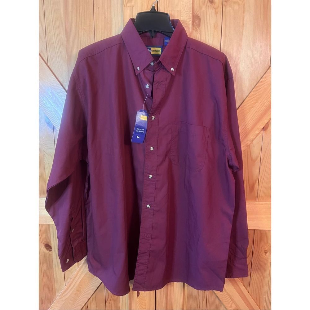 Blue Generation Shirt XL Burgundy￼ Long Sleeve Button Up Casual Workwear Mens (1